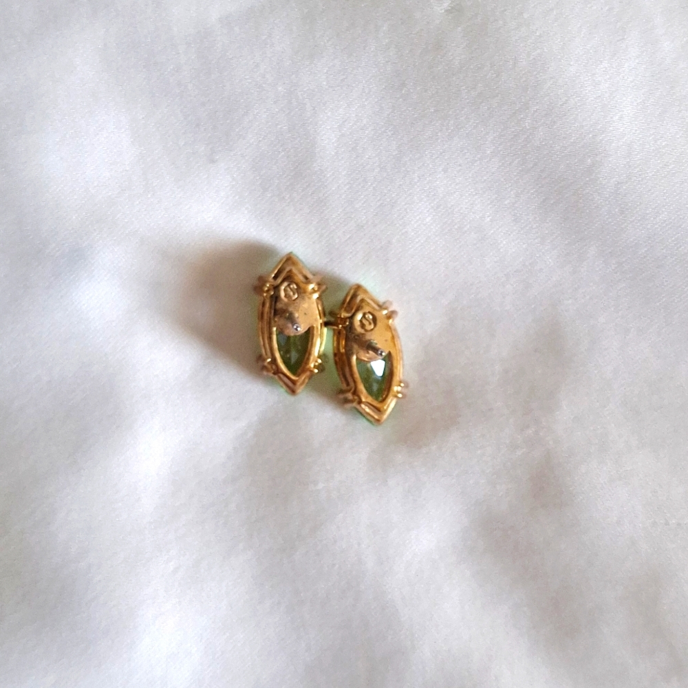 Swarovski Green and Gold Marquise Earrings Emerald Crystal Stud Studs - Picture 7 of 10
